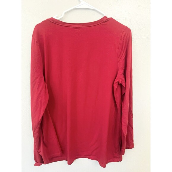 Chicos Touch of Cool Layering Tee T Shirt Size 3 XL Lot Red Green Long Sleeve - Picture 3 of 8